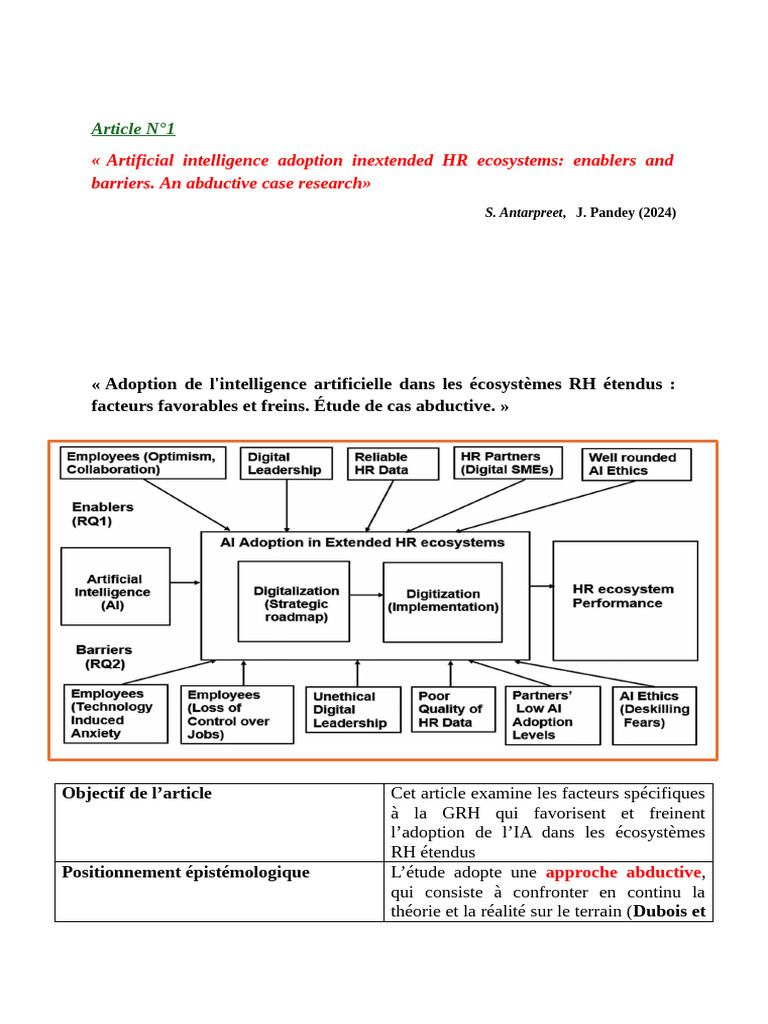 Adoption de l'IA en GRH : Enjeux et Solutions | PDF | Intelligence ...