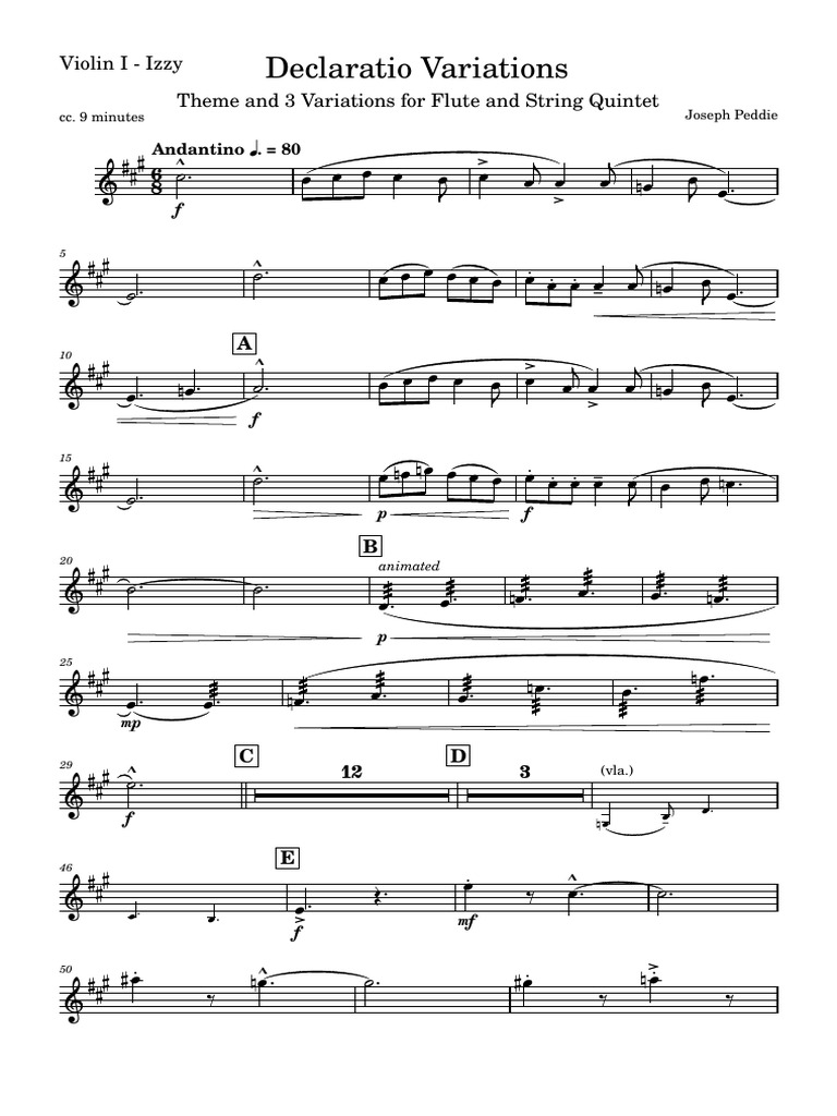 Variations for Flute and Strings | PDF | Classical Music | Musical Forms