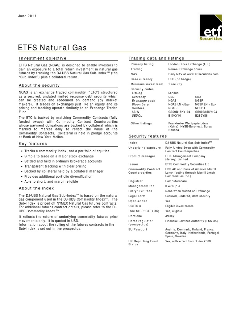 ETFS Natural Gas Fact Sheet PDF