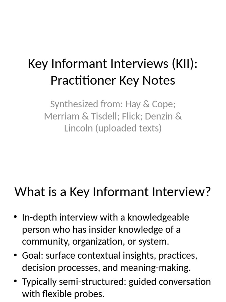 Understanding Key Informant Interviews | PDF | Nonverbal Communication ...