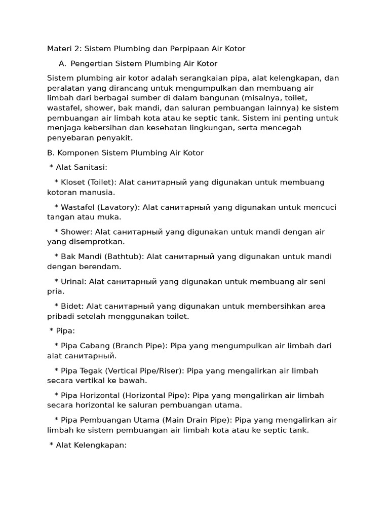 Sistem Plumbing Air Kotor: Panduan Lengkap | PDF