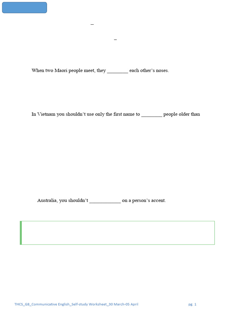 Grade 8 English Self-Study Worksheet | PDF