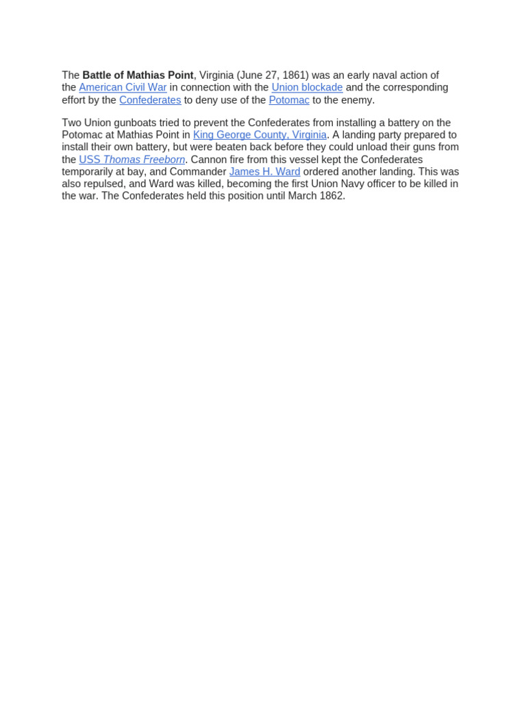 Battle of Mathias Point | PDF