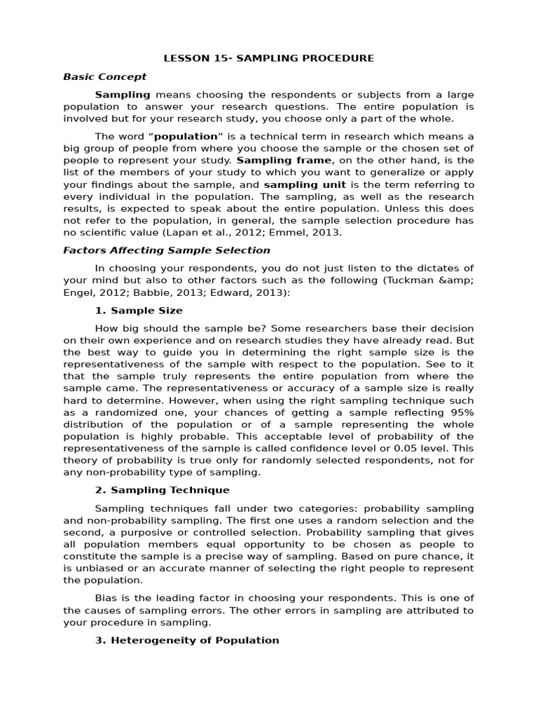 Sampling Procedures in Research | PDF | Sampling (Statistics) | Statistics