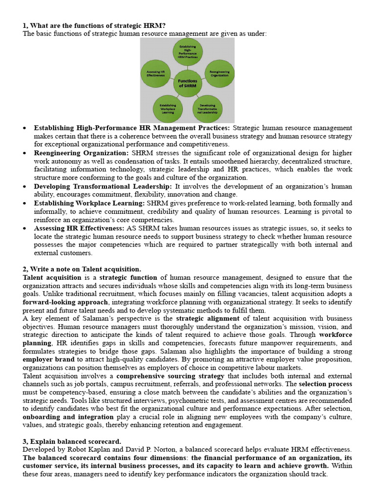 Functions of Strategic HRM Explained | PDF | Human Resource Management ...