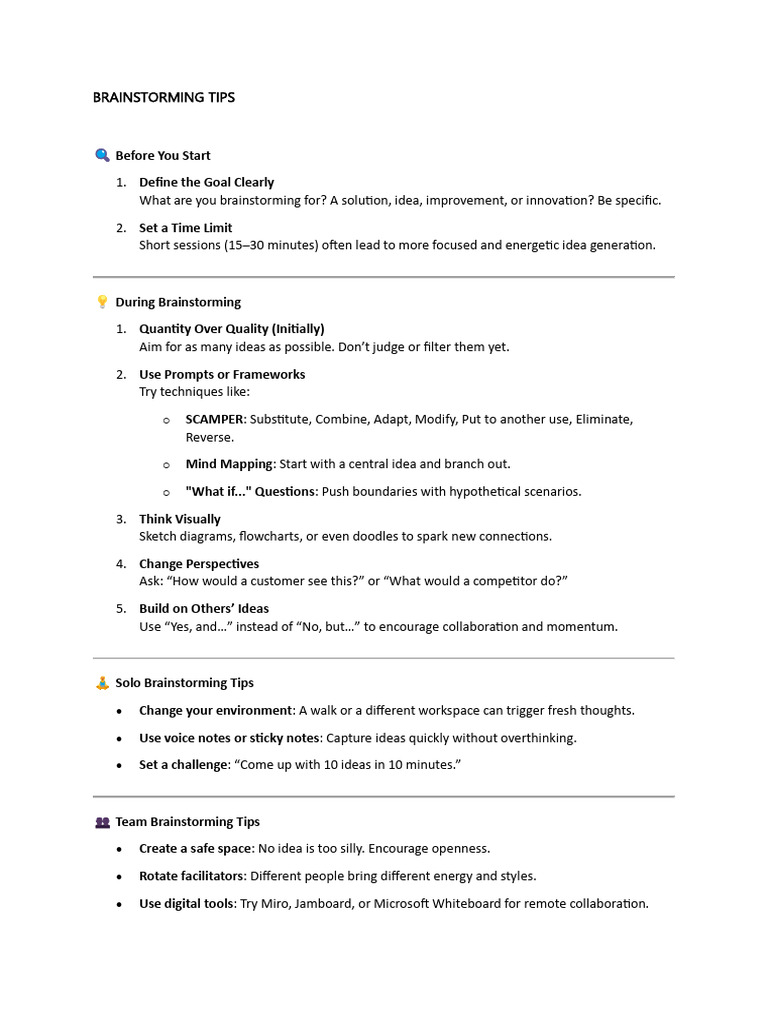 Effective Brainstorming Techniques | PDF