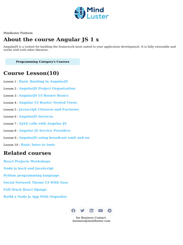 Angular JS 1 X Course Content | PDF