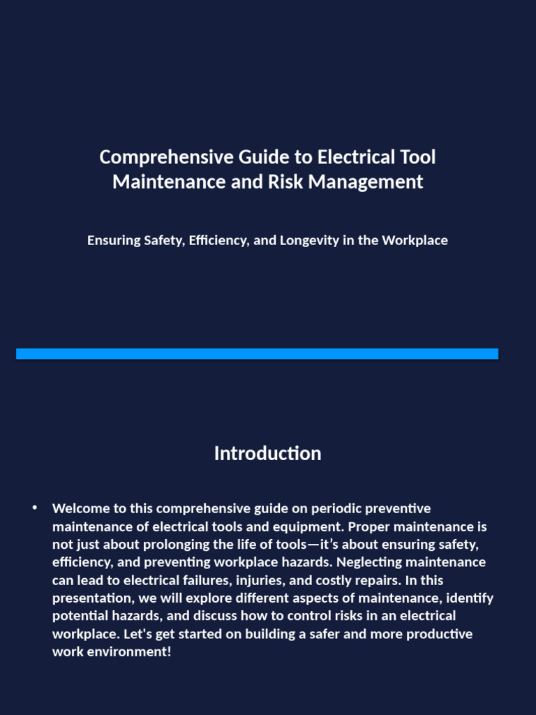 Electrical Tool Maintenance & Safety Guide | PDF | Risk | Safety
