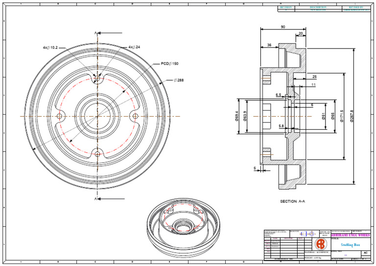 Stuffing Box Engineering Drawing | PDF | Mechanical Engineering