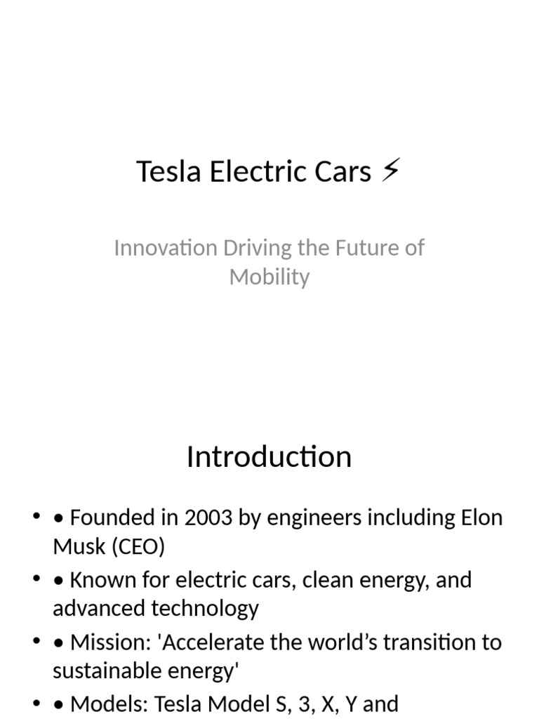 Tesla: Pioneering Electric Mobility | PDF