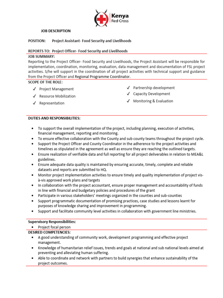 Project Assistant: Food Security Role | PDF | Evaluation
