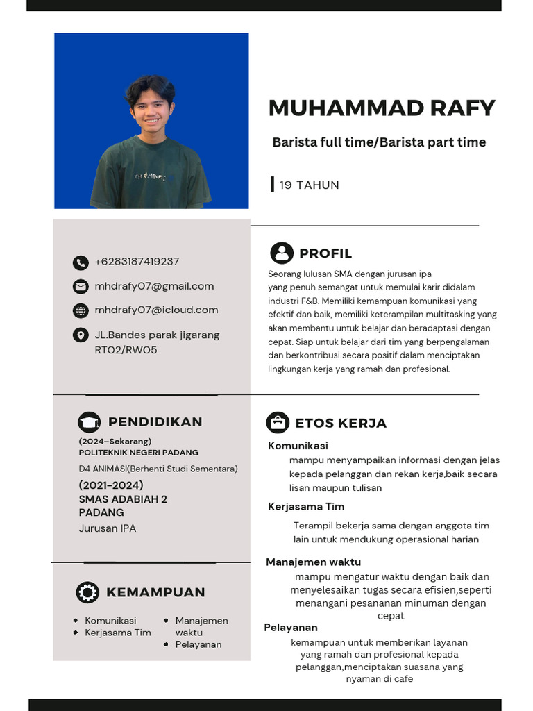 Profil Barista Berpengalaman dan Komunikatif | PDF