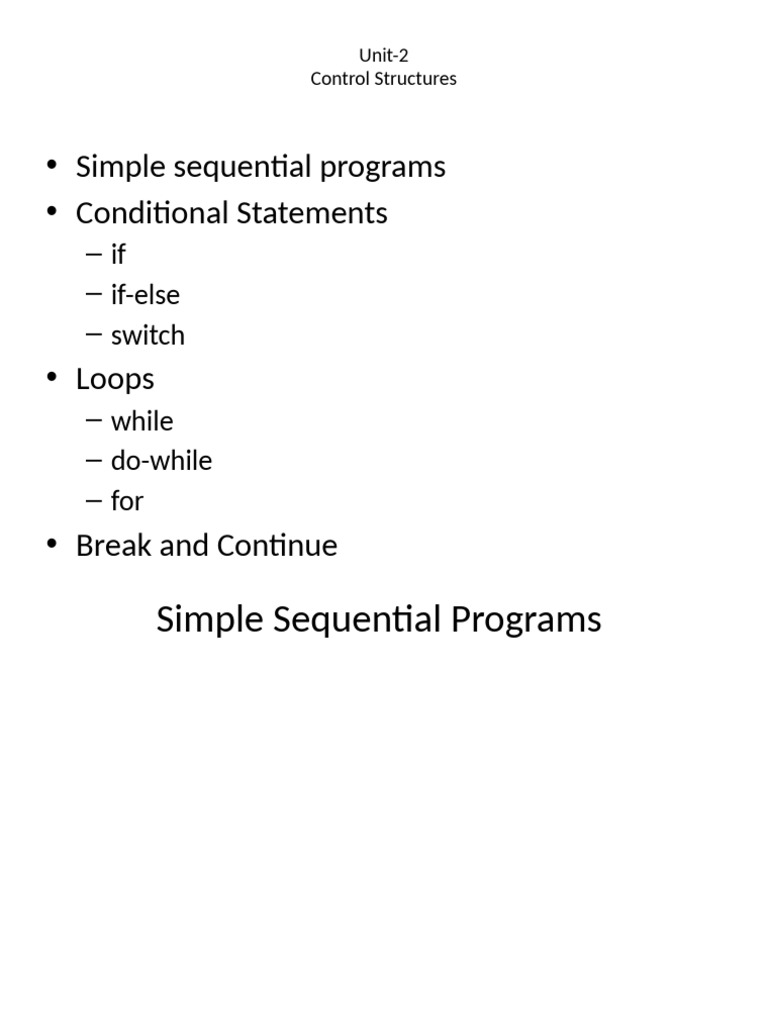 Control Structures in Programming | PDF | Control Flow | Programming ...