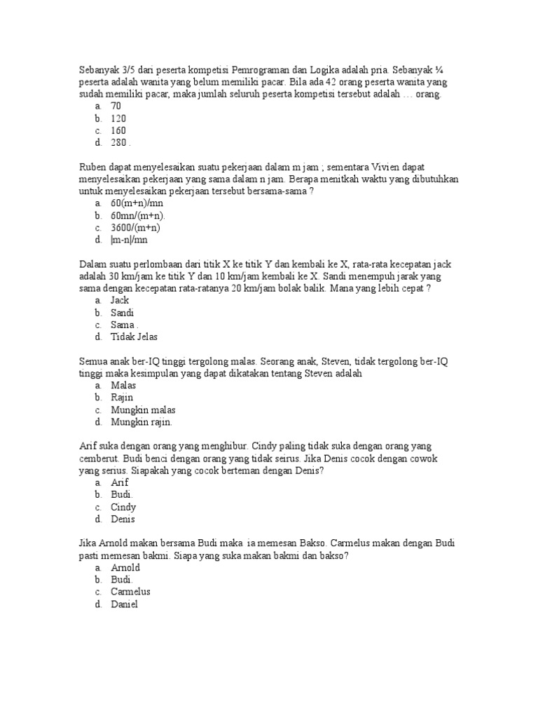 Soal Logika dan Pemrograman Kompetitif | PDF