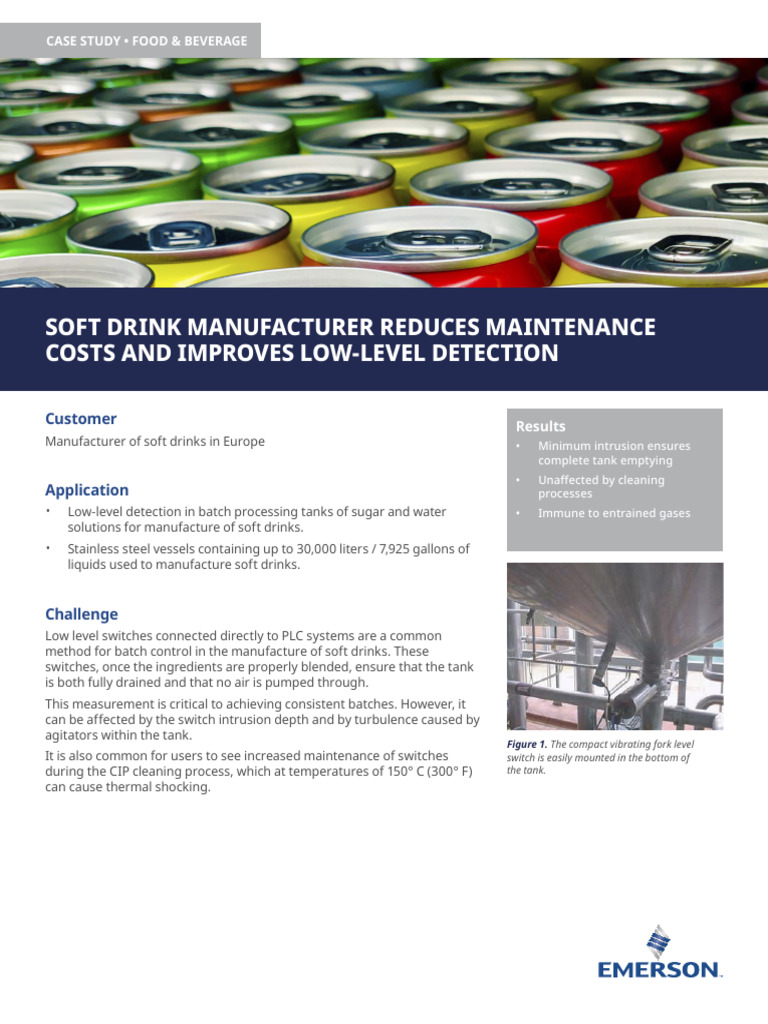 Case Study Soft Drink Manufacturer Reduces Maintenance Costs Improves ...