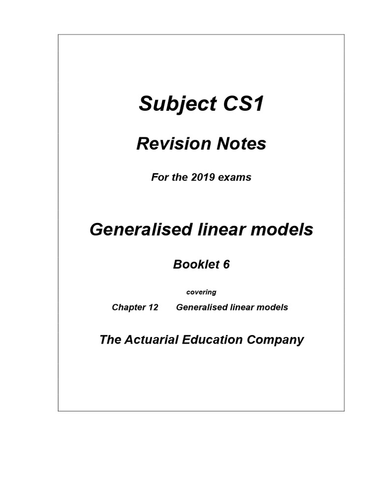 Generalised Linear Models Overview | PDF | Dependent And Independent ...