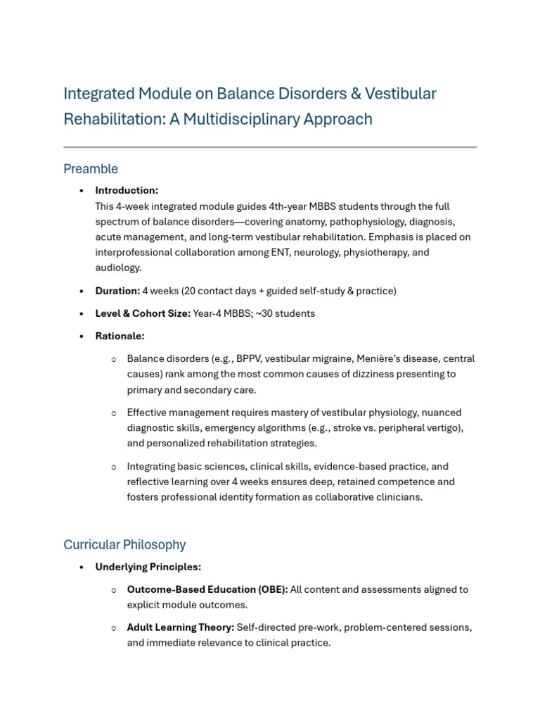 Balance Vestibular Rehabilitation | PDF | Physical Therapy | Vertigo