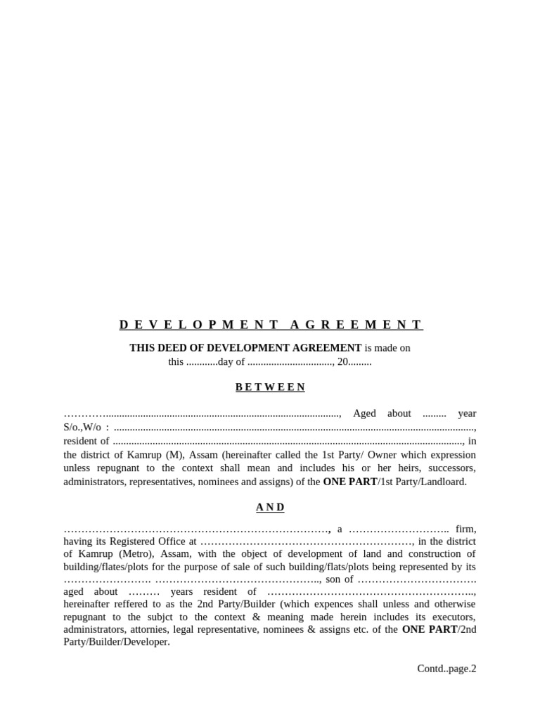 Development Agreement for Land in Assam | PDF | Conveyancing | Common Law
