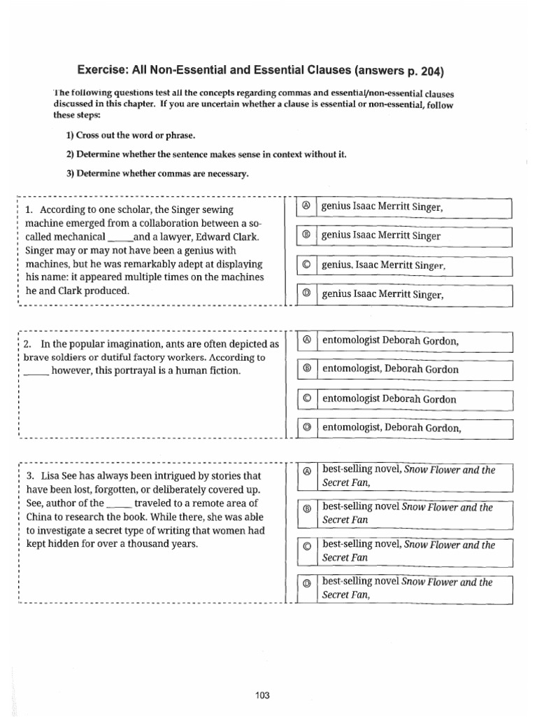 Writing 6.3. All Non-Essential and Essential Clauses | PDF