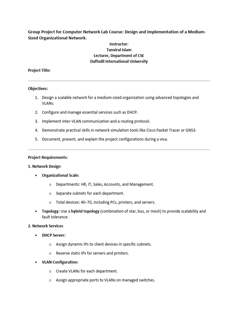 Networking Lab Project Instructions and Guidelines | PDF | Computer ...