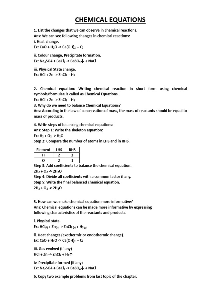 Understanding Chemical Equations | PDF