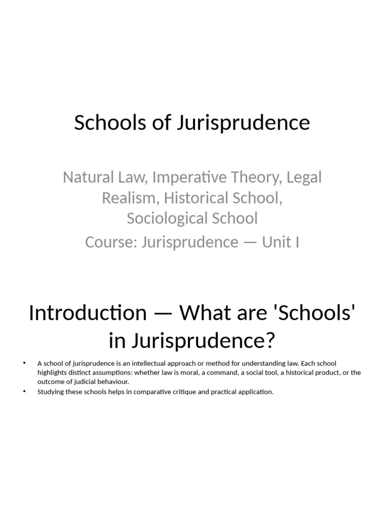 Overview of Jurisprudence Schools | PDF | Natural Law | Jurisprudence