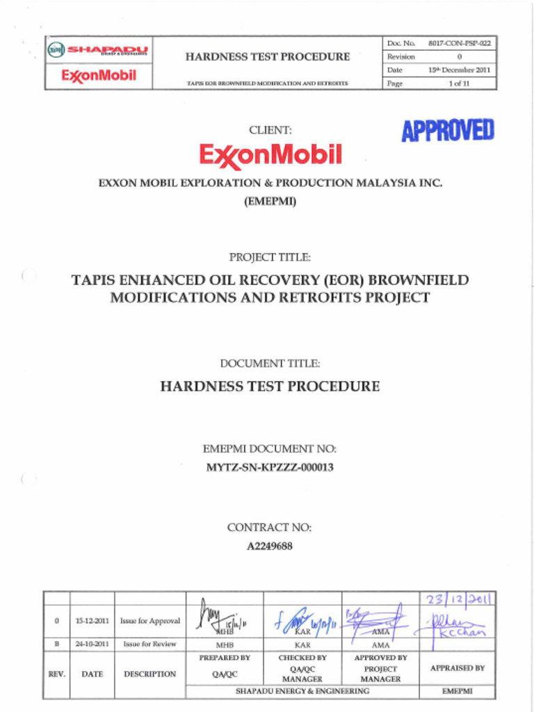 8017-Con-Psp-022 Rev 0 - Hardness Test Procedure | PDF