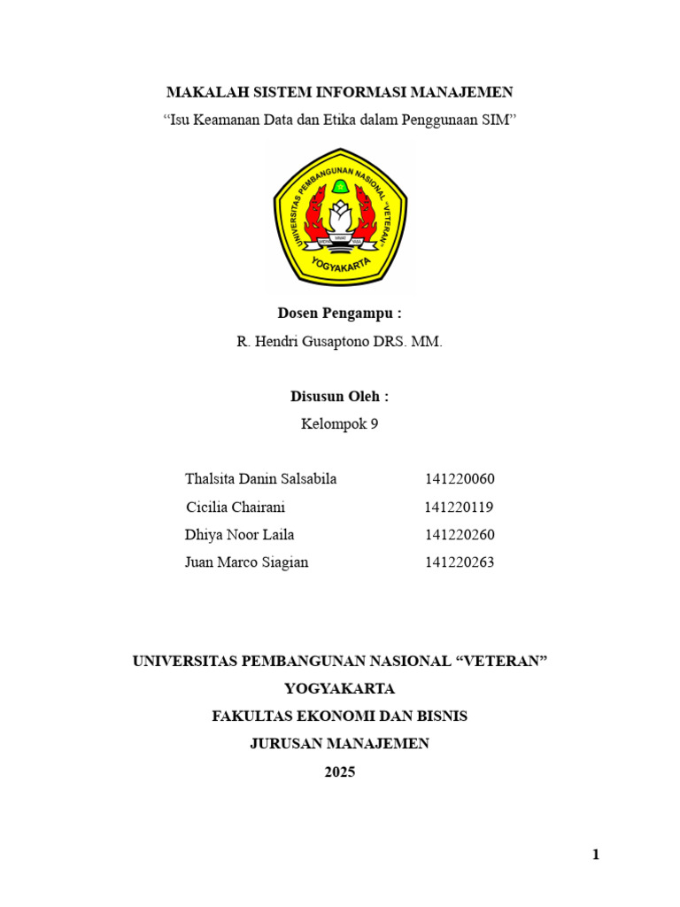 Keamanan Data dan Etika dalam SIM | PDF