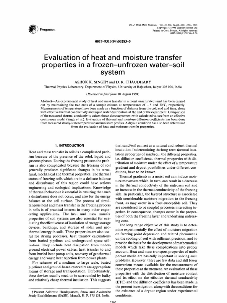 Article Evaluation of Heat and Moisture Transfer | PDF | Thermal ...