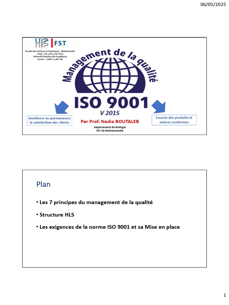 Principes du management qualité ISO 9001 | PDF | Management de la ...