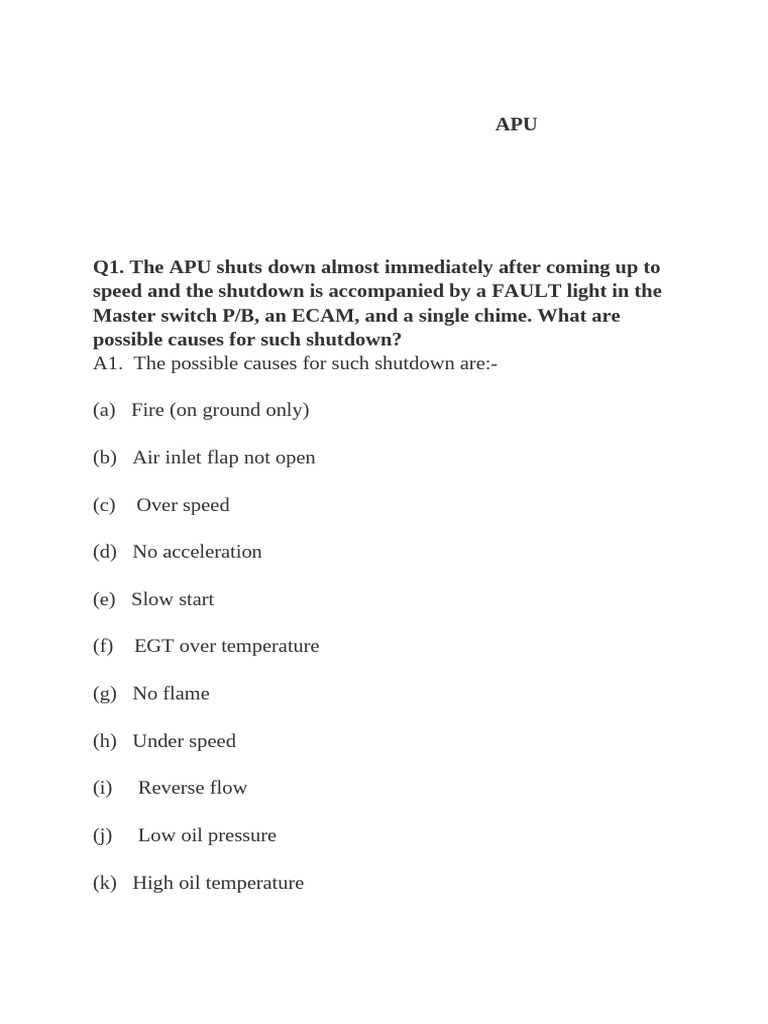 APU Operation and Troubleshooting Guide | PDF | Internal Combustion ...