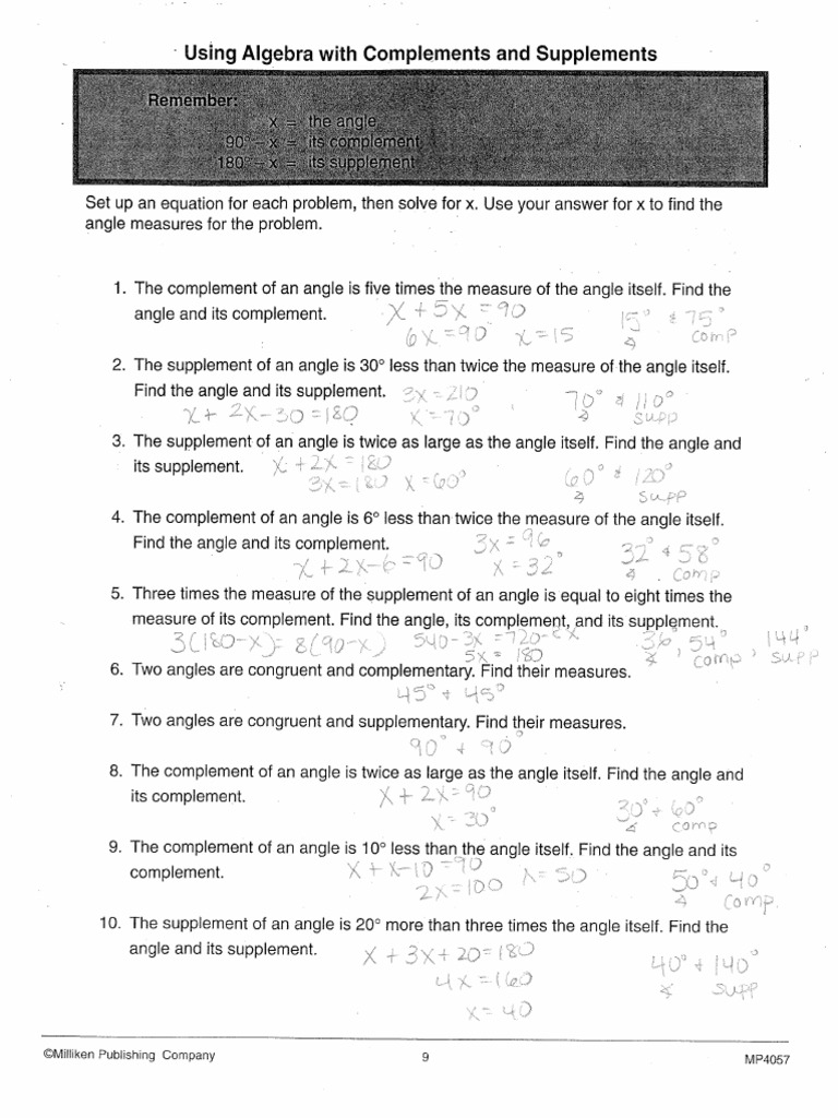 Complements and Supplements Answer Key | PDF