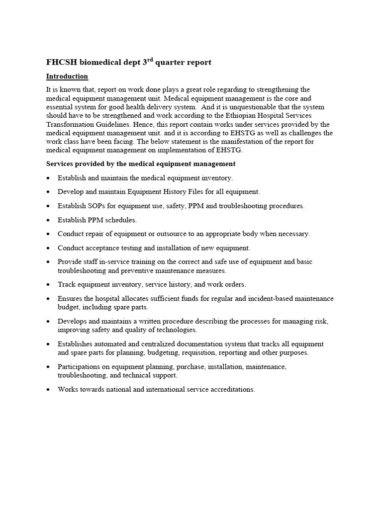 3rd Quarter Biomedical Report Summary | PDF | Medical Device | Health Care