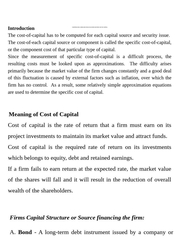 FM Ch. 4 | PDF | Cost Of Capital | Financial Capital