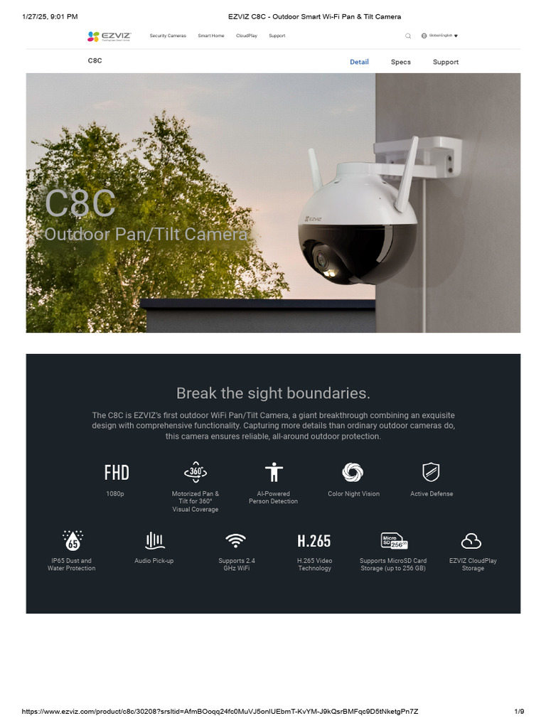 EZVIZ C8C Outdoor Camera Specs | PDF | Camera | Encryption