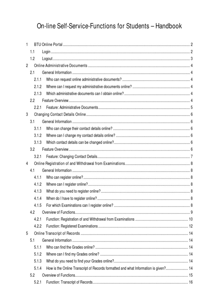 Student Self-Service Functions Handbook | PDF | Public Key Certificate ...