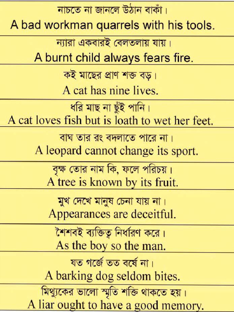 Important Proverbs and Their Meanings | PDF