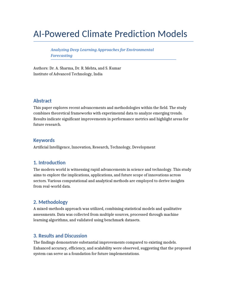 AI Climate Prediction Models Analysis | PDF