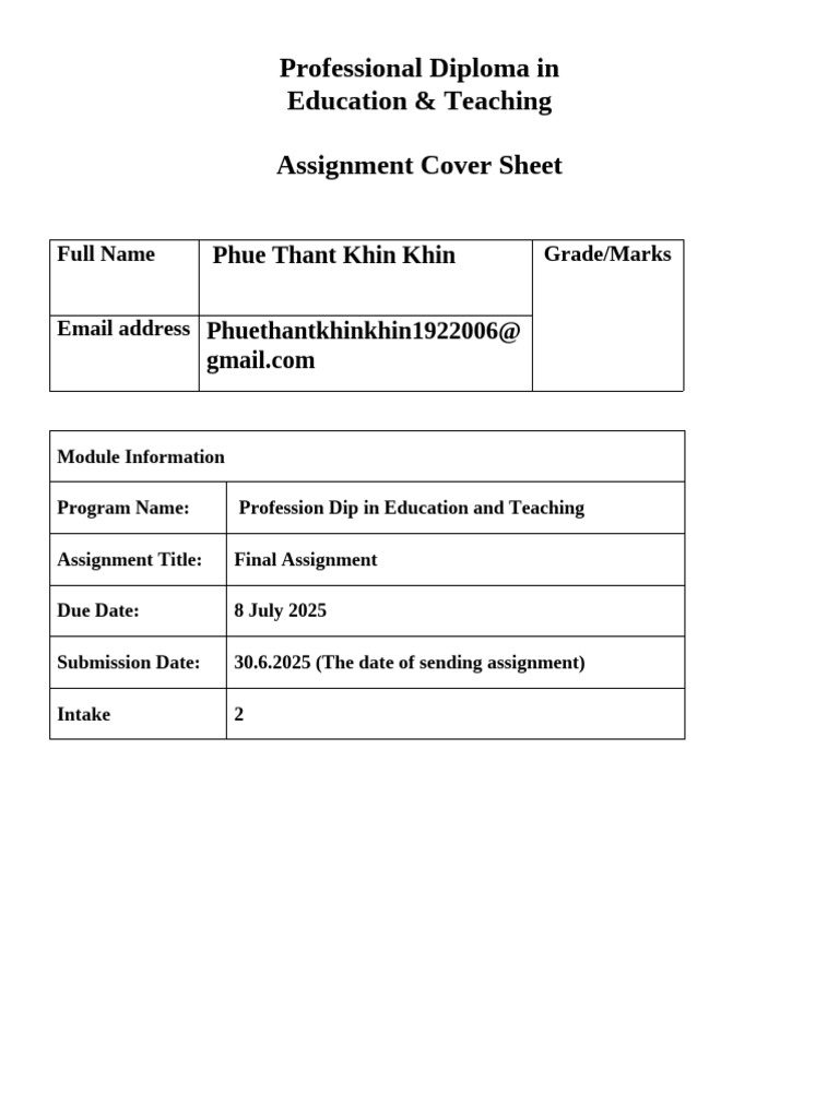 Professional Diploma in Education Overview | PDF | Educational ...
