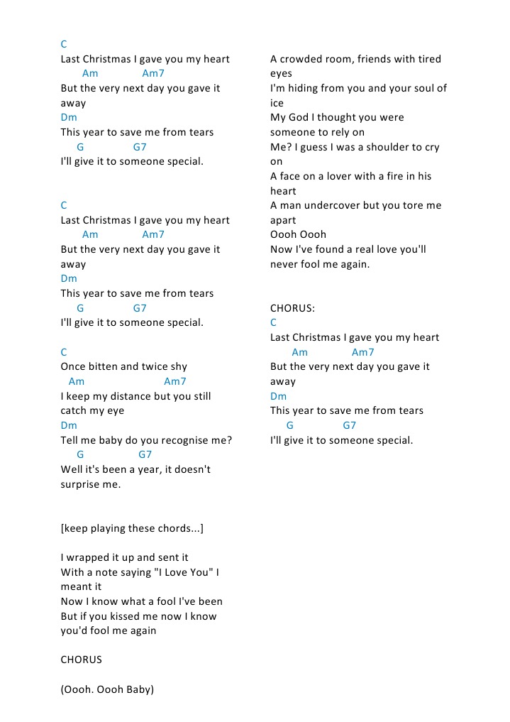Last Christmas Chords