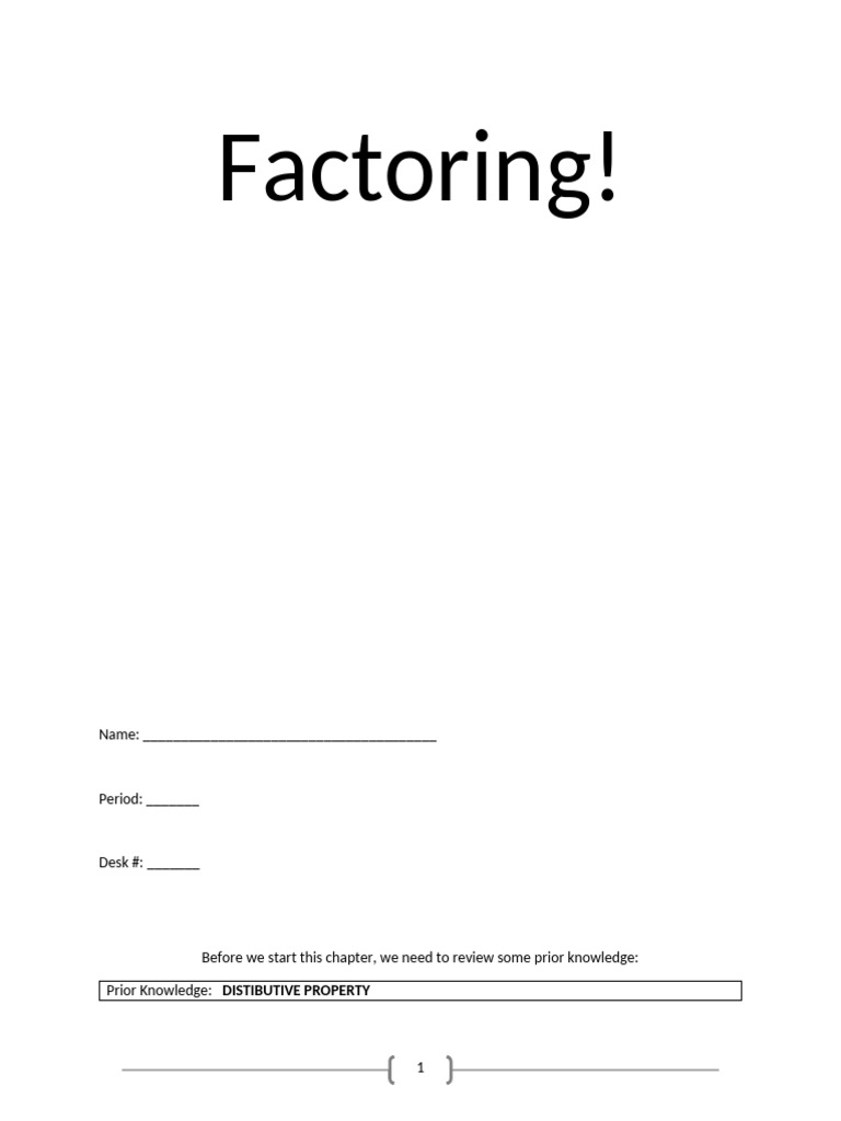 Factoring Packet For Allie | PDF