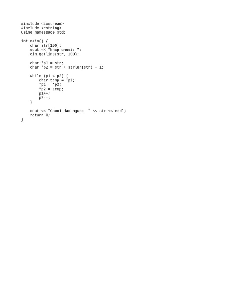 Reverse String in C++ Code Example | PDF