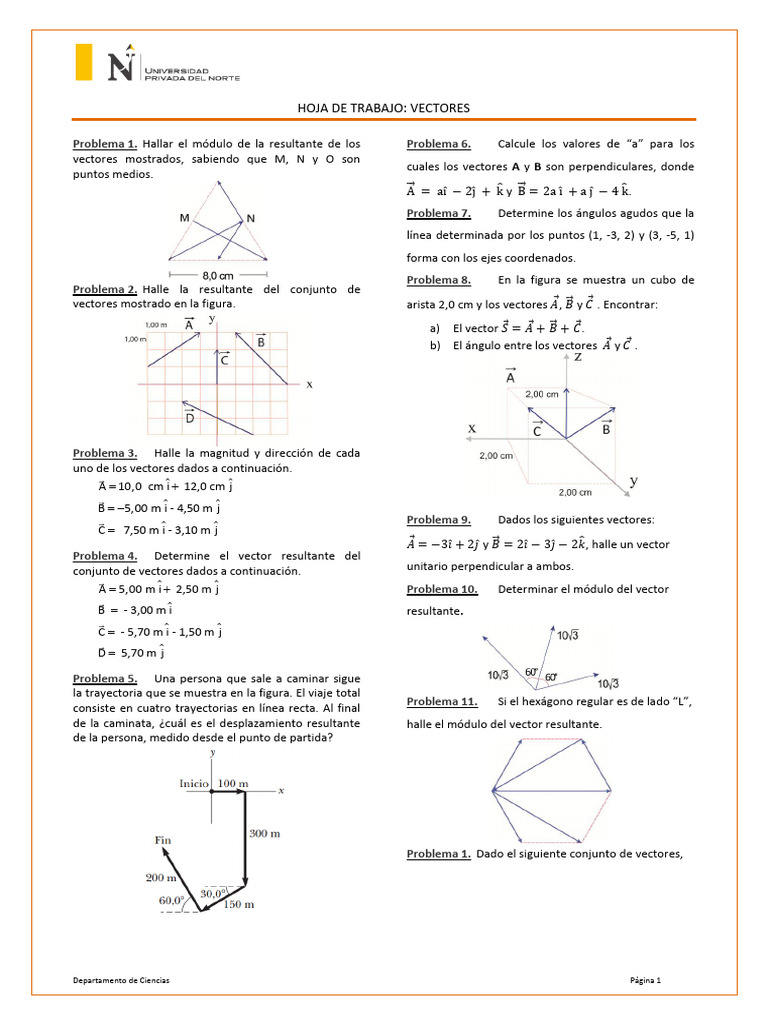 Problemas de Vectores en Física | PDF | Vector Euclidiano | Geometría