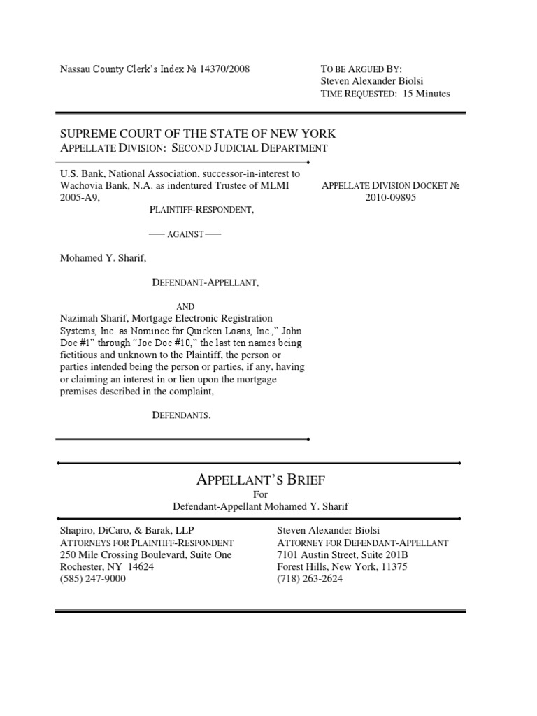 03 14 11 Sharif Appellants Brief | PDF | Summary Judgment | Complaint