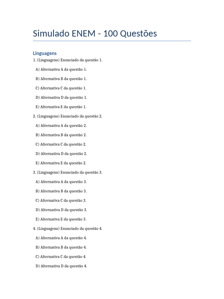 Simulado ENEM: 100 Questões de Linguagens | PDF