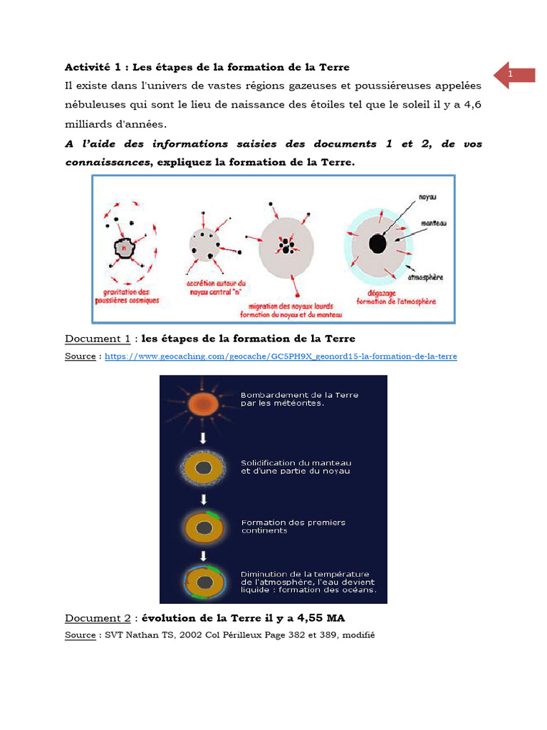 Étapes de la formation de la Terre | PDF