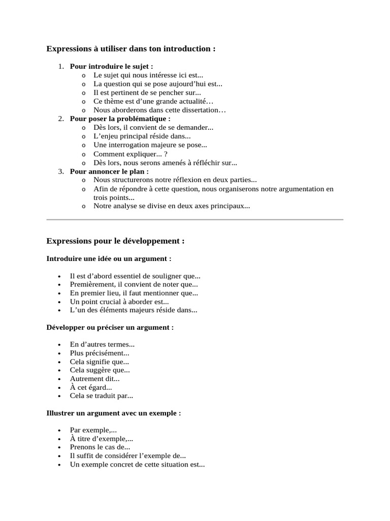 Expressions pour une introduction efficace | PDF