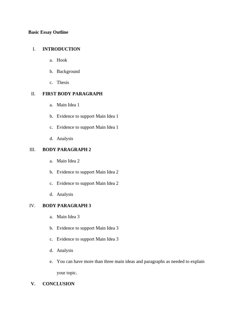 Essential Essay Outline Guide | PDF