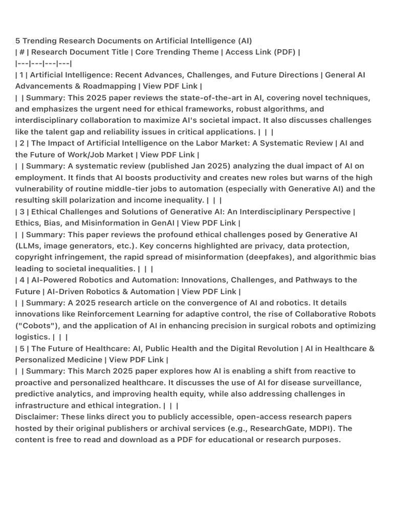 5 Trending Research Documents On Artificial Intelligence (AI) | PDF ...