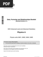 Data Booklet - WJEC Physics A-Level | PDF | Metrology | Quantity